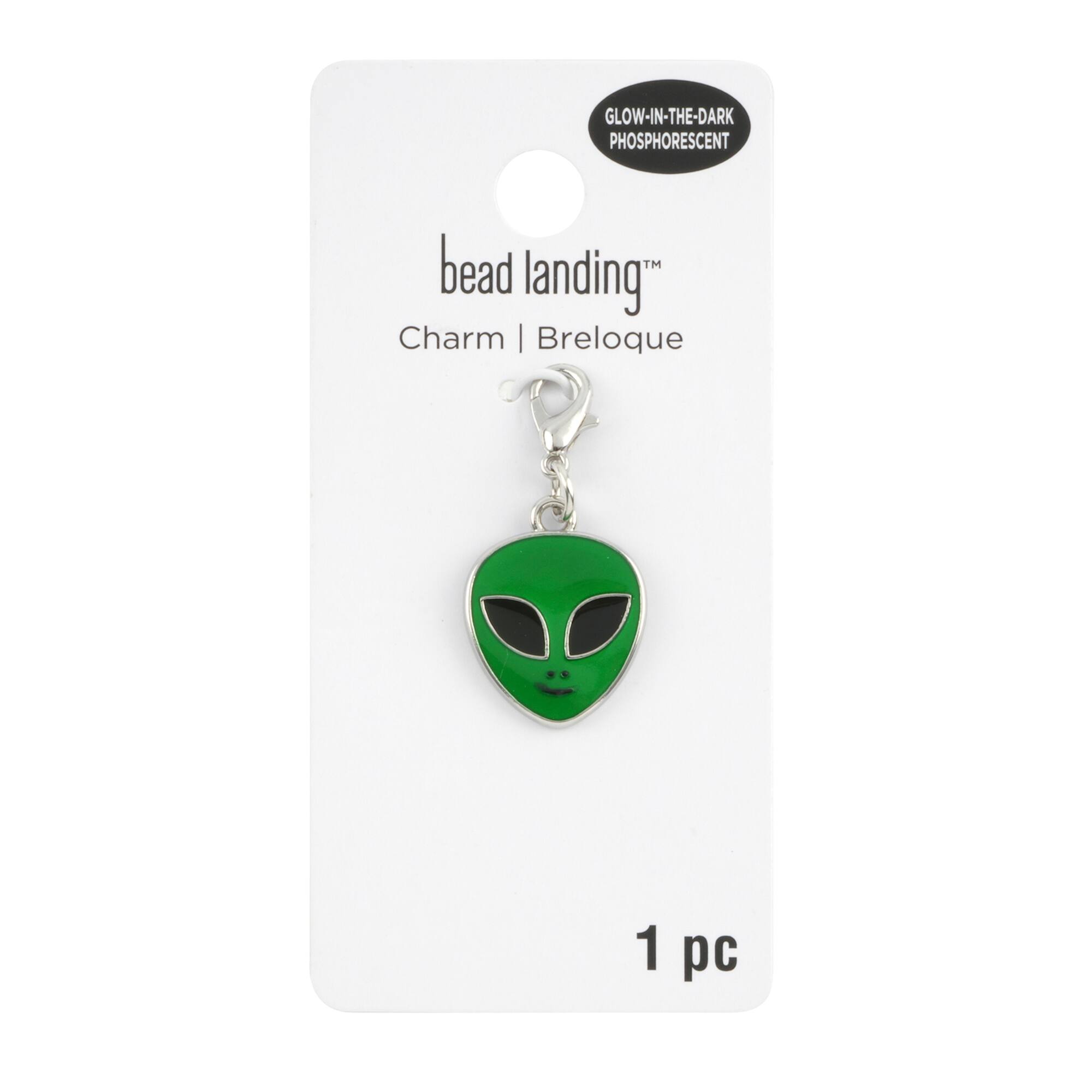 12 Pack: Glow-in-the-Dark Alien Charm by Bead Landing™